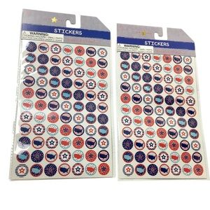 America Patriotic July 4th Stars Stripe Round Circle Stickers 8 Sheets 616 Total